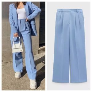 Zara Light Blue Wide-Leg Trousers